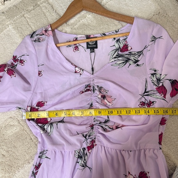 BOBEAU Lavender Floral Ruched Long Sleeve Dress - Picture 8 of 14